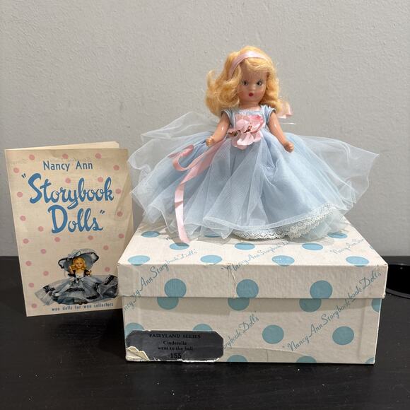 Vintage Nancy Ann Storybook Doll #155 Cinderella Went To The Ball Blue Dress HTF - Picture 1 of 12
